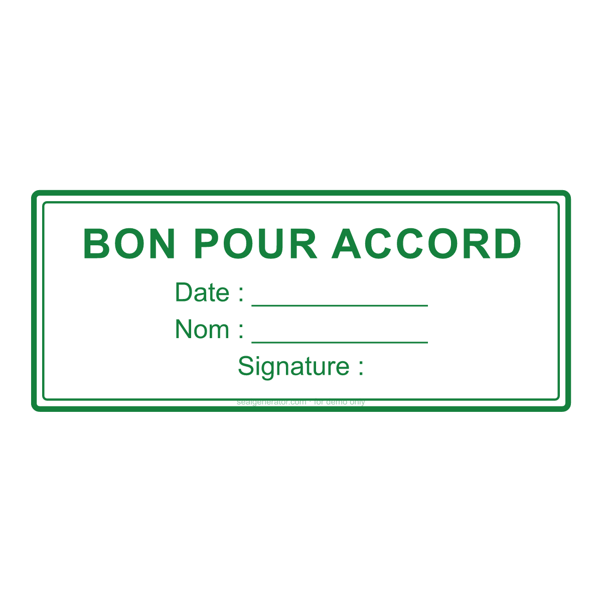 Tampon « Bon pour accord » — Aperçu en direct