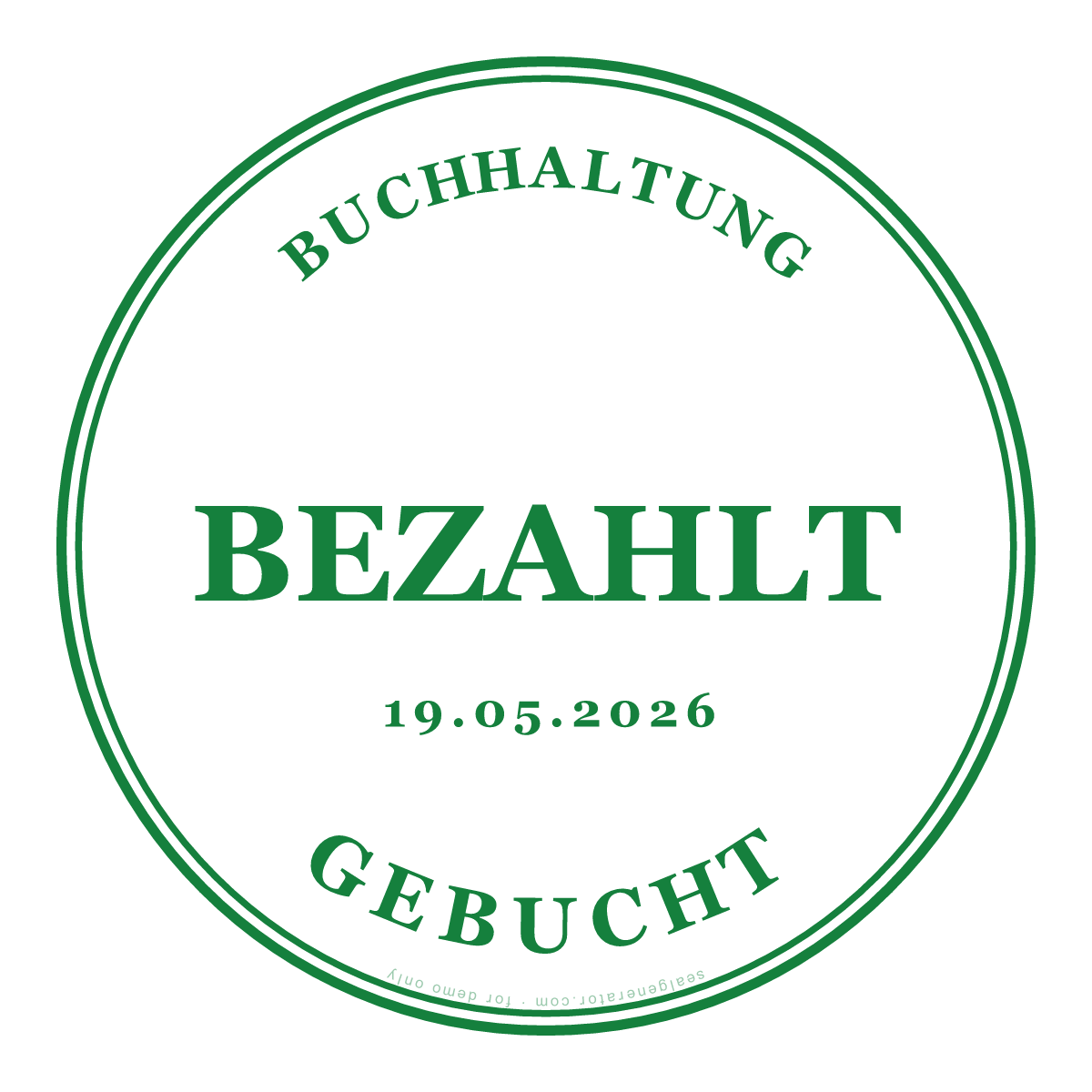 BEZAHLT Stempel Generator — Live-Vorschau