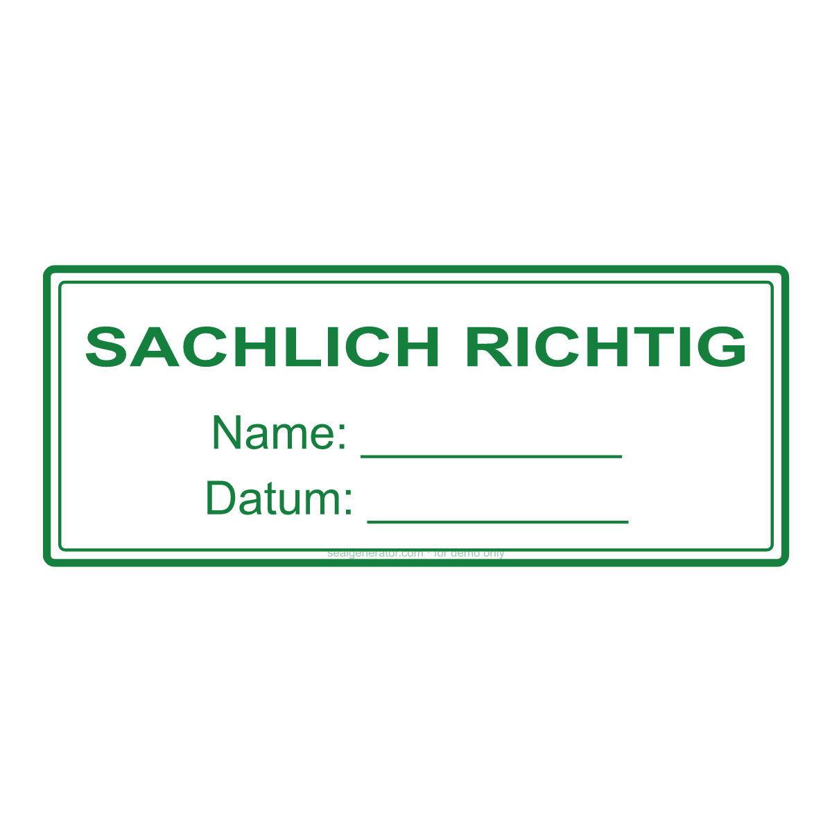 Stempel „Sachlich richtig“ erstellen — Live-Vorschau