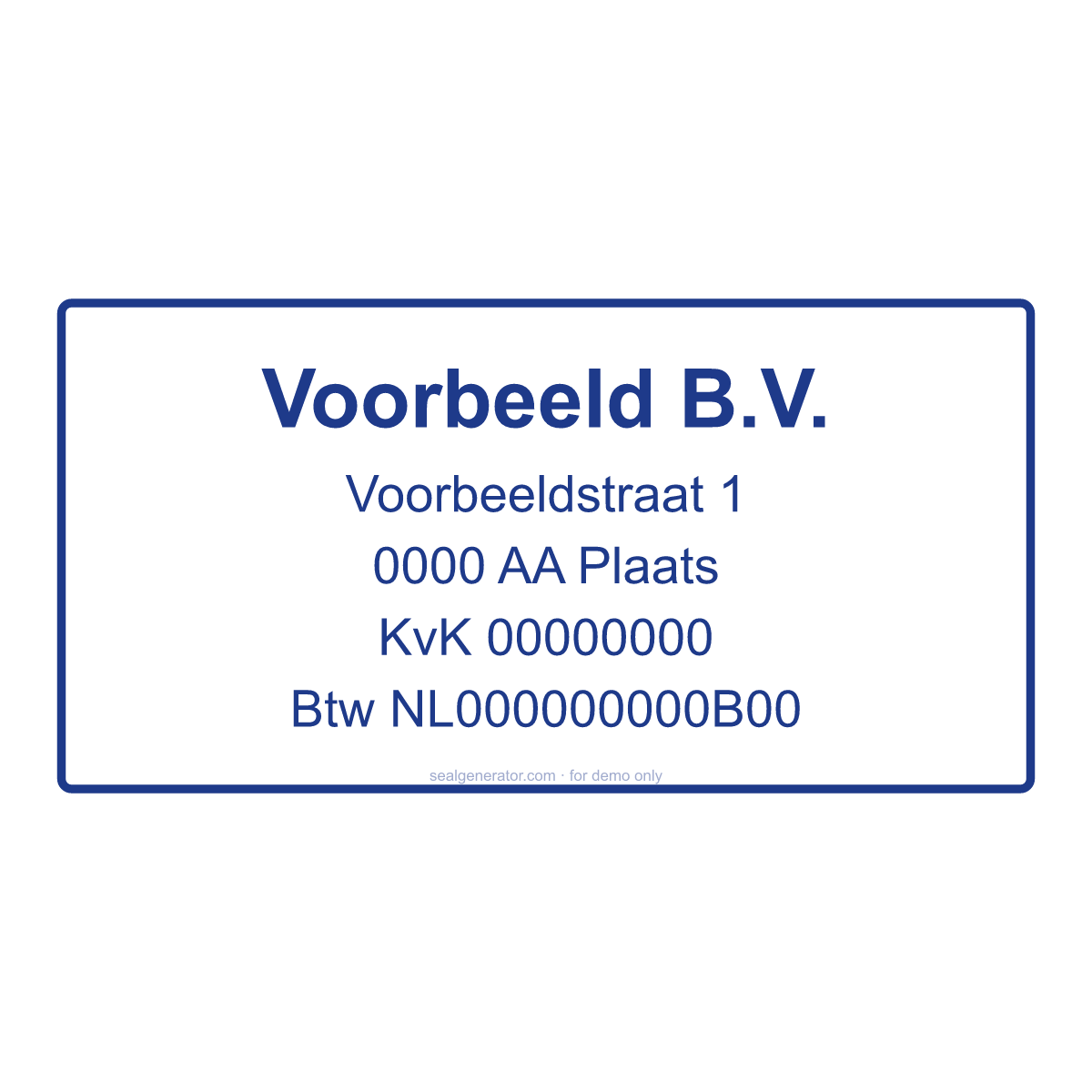 Dutch Company Stamp Generator (Bedrijfsstempel) — Live preview