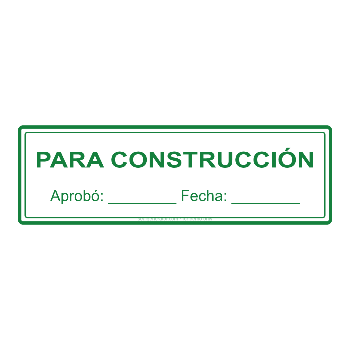 Crear un sello PARA CONSTRUCCIÓN — Vista previa