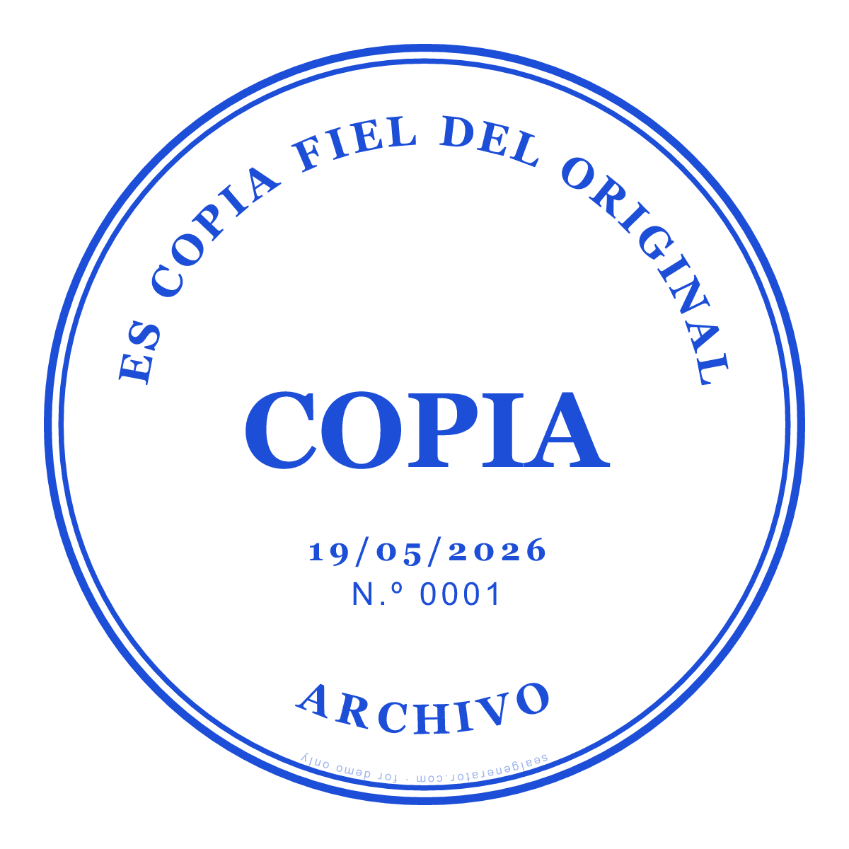 Generador de sello de copia certificada — Vista previa