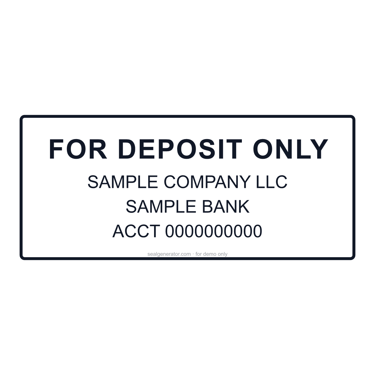 For Deposit Only Stamp Generator — Live preview