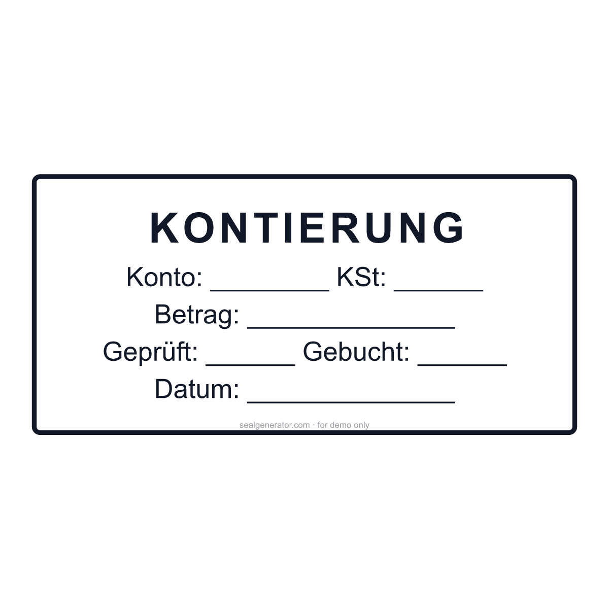 Kontierungsstempel erstellen — Live-Vorschau