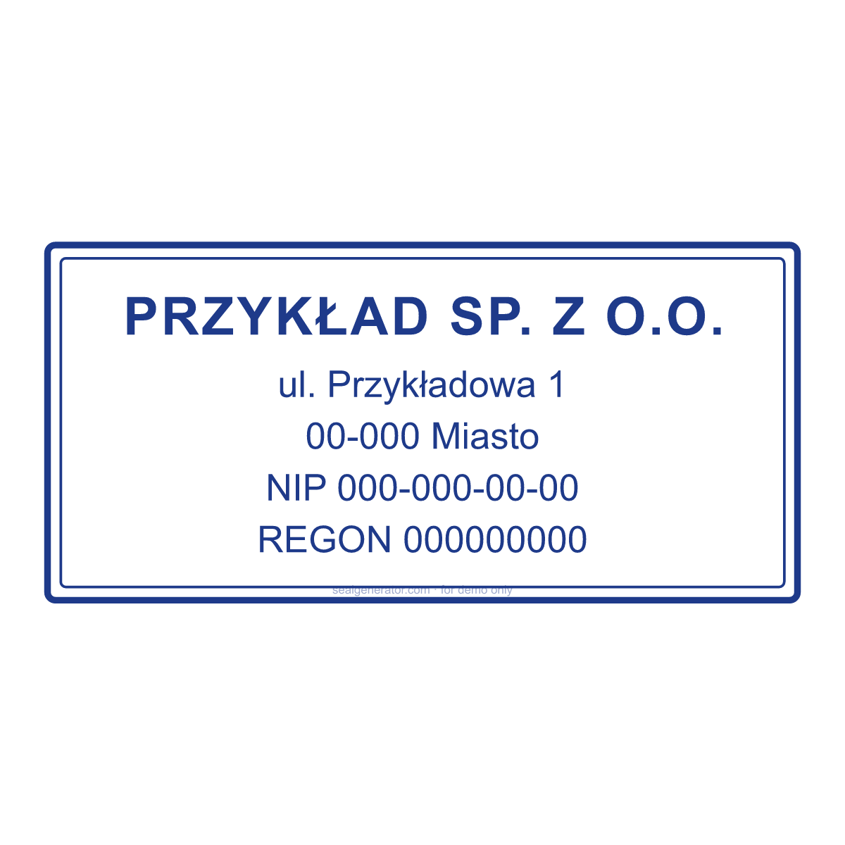 Polish Company Stamp Generator (Pieczątka Firmowa) — Live preview