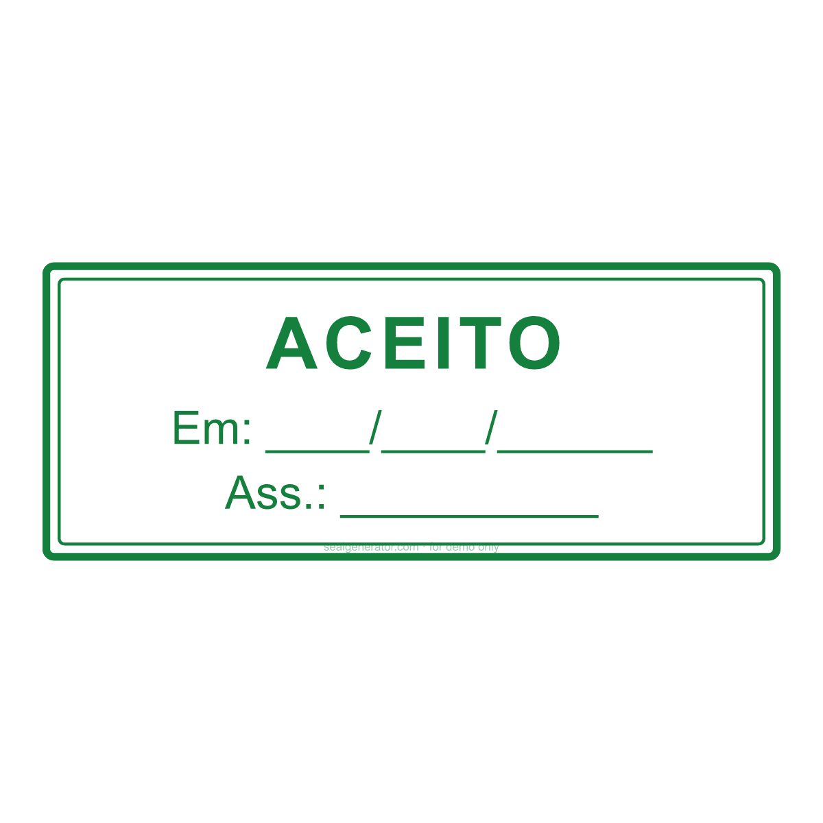 Criar carimbo ACEITO — Prévia ao vivo