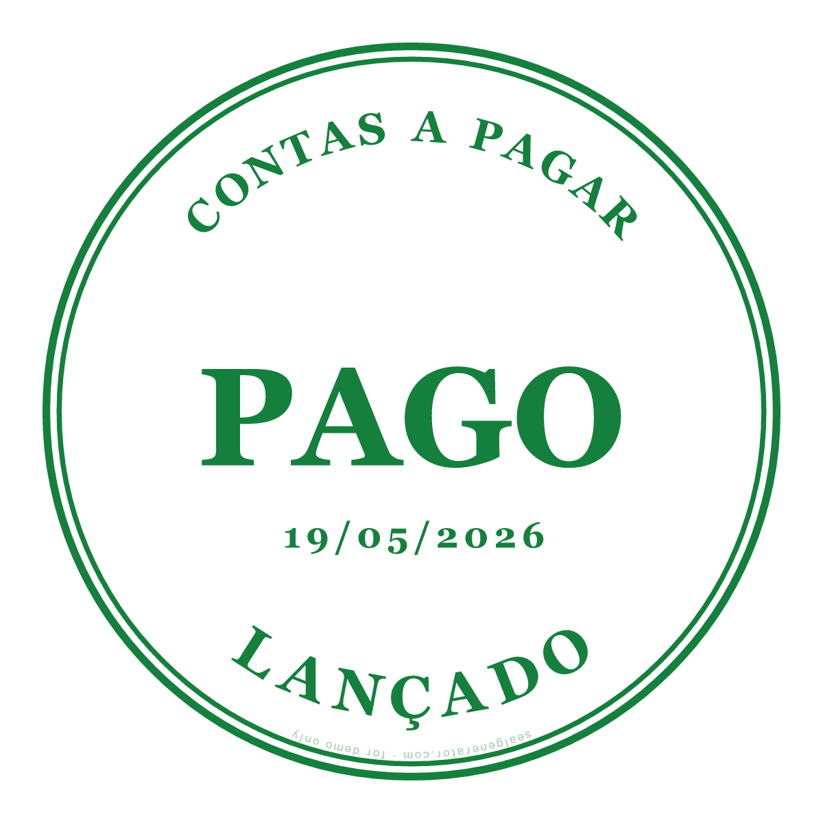 Gerador de carimbo PAGO — Prévia ao vivo