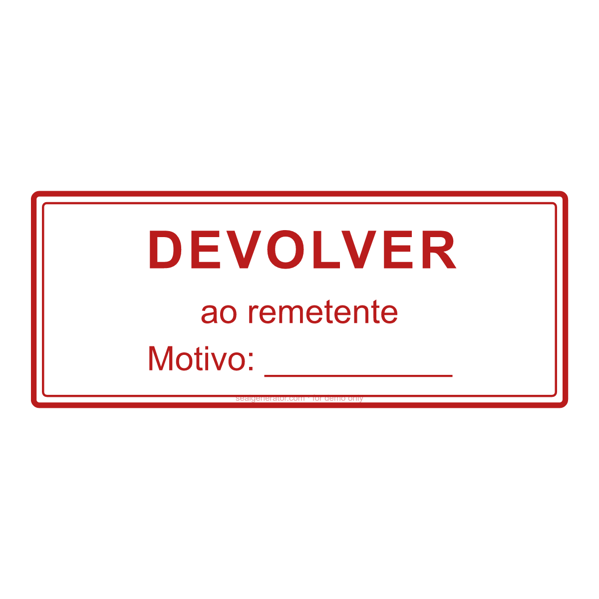 Criar carimbo «Devolver ao remetente» — Prévia ao vivo