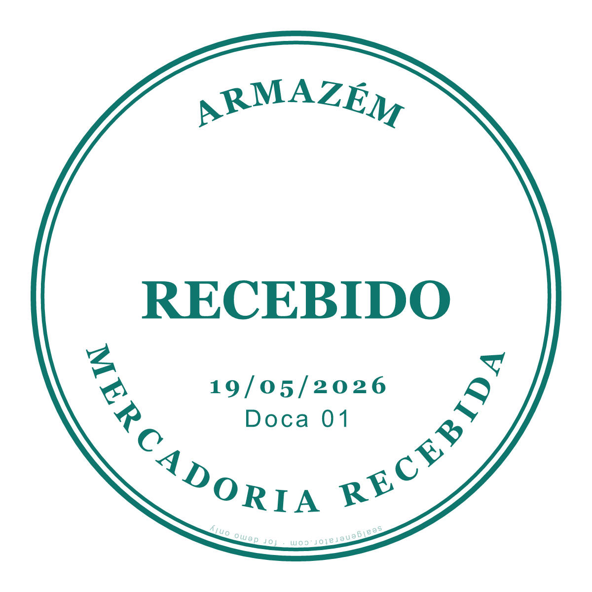 Gerador de carimbo de armazém RECEBIDO — Prévia ao vivo